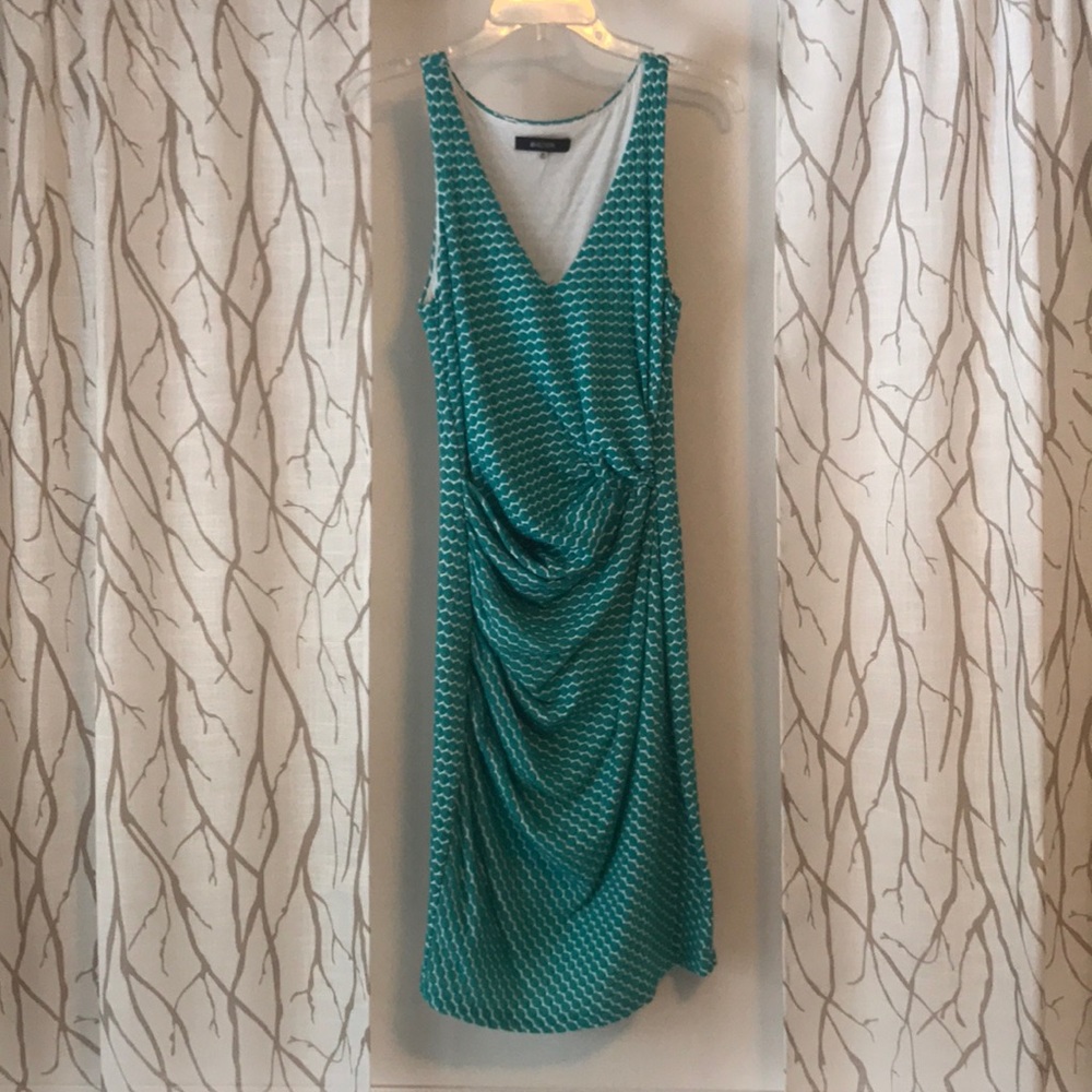 Stretch stitch fix teal patterned dress